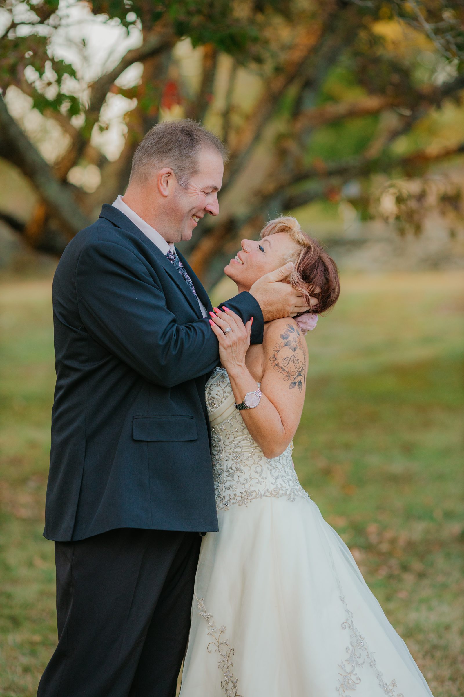Cinematic golden hour field portrait — New England wedding