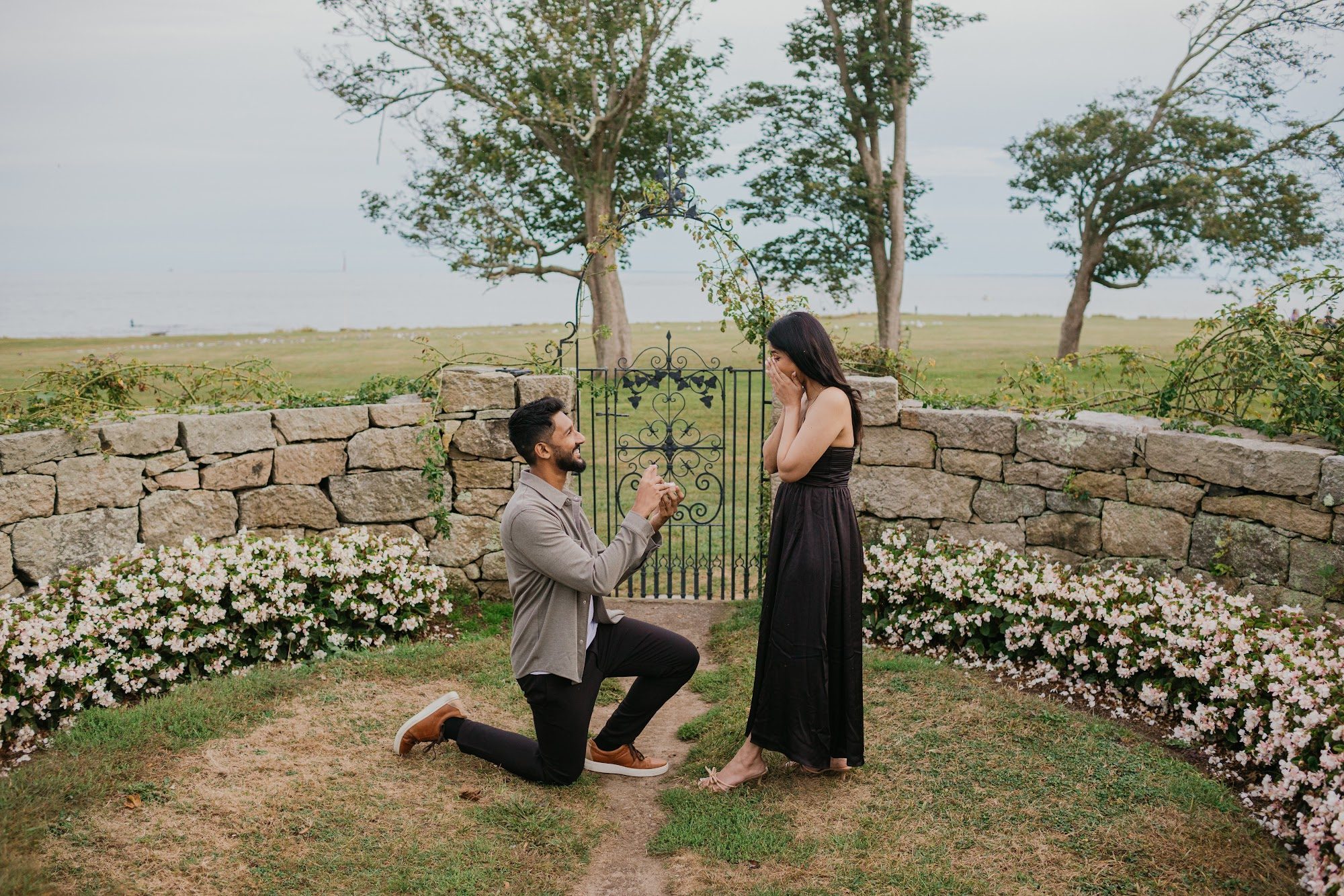 Engagement portrait in outdoor golden light — Connecticut