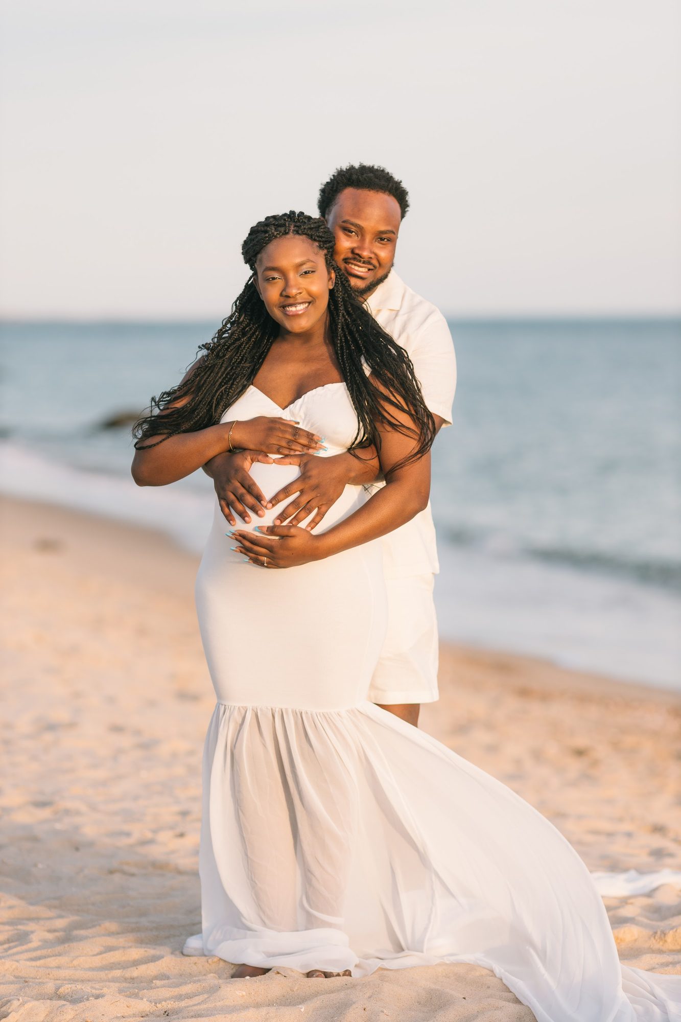 Radiant expecting mother at the beach — Rhode Island maternity photographer